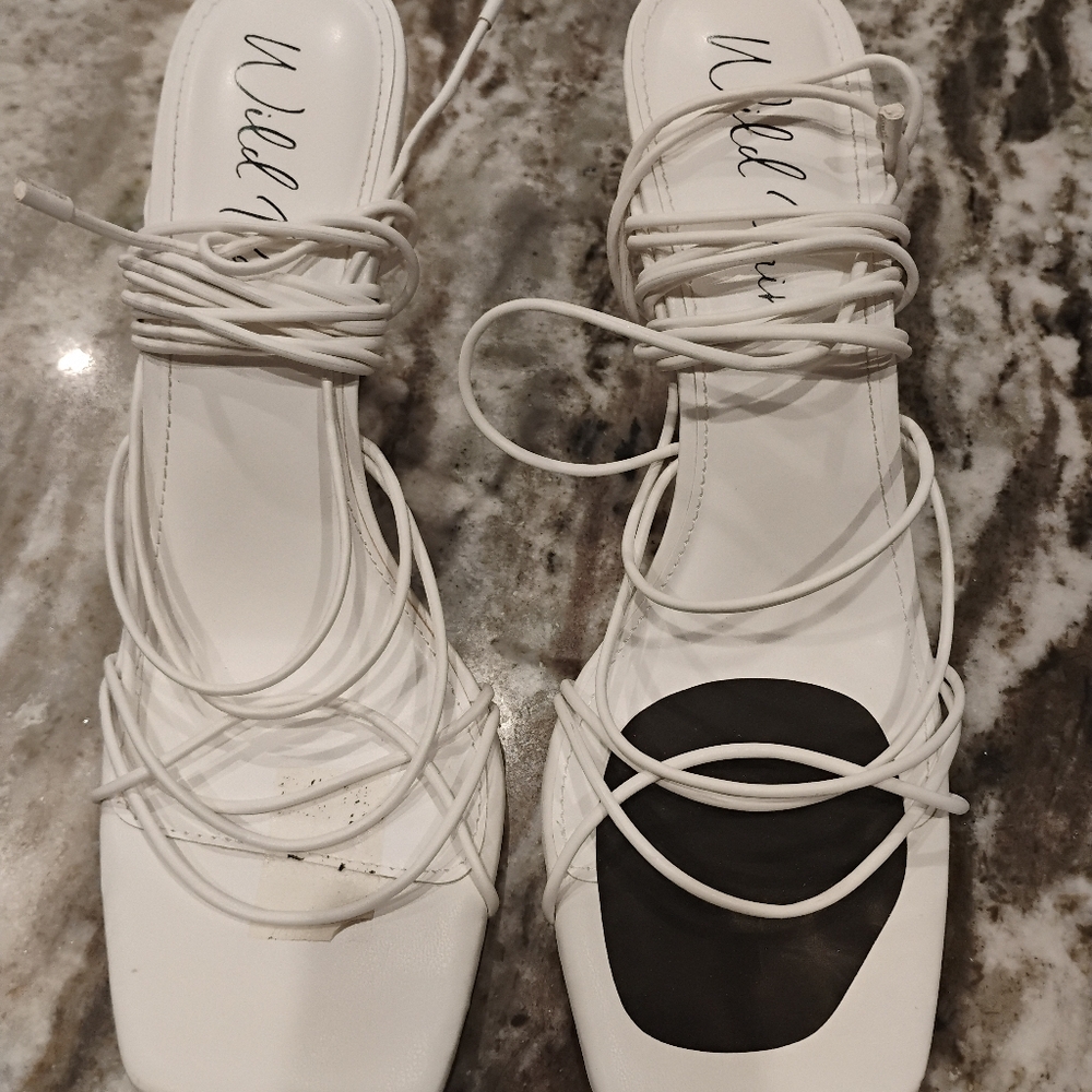Wild Diva White Lace-Up Sandals